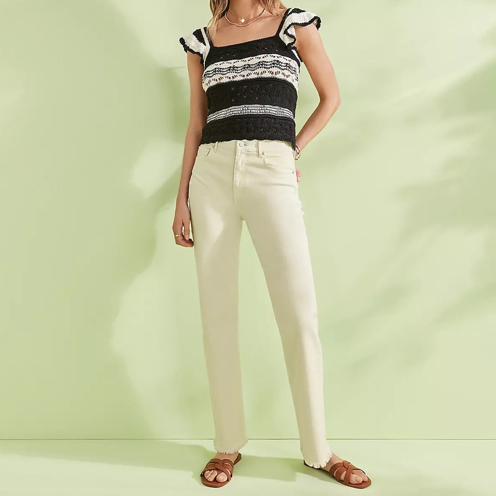 Loft straight frayed hem jeans